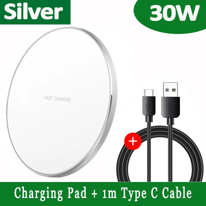 Round Wireless Charging Pad 30 W LED Status Ring Qi 11