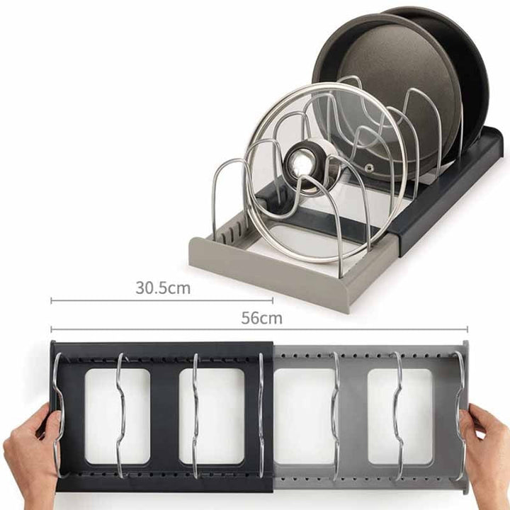 Extendable Pan Lid Organiser Adjustable Stainless Steel Rack 4