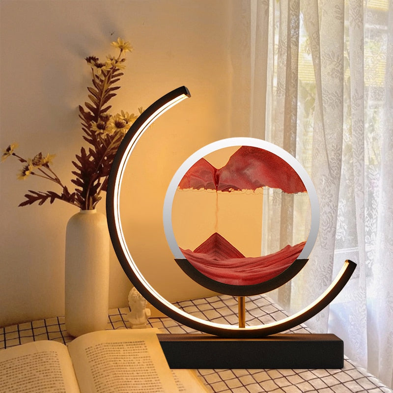 LED Sand Art Lamp Dimmable Glass Metal Night Light with Adjustable Brightness 3