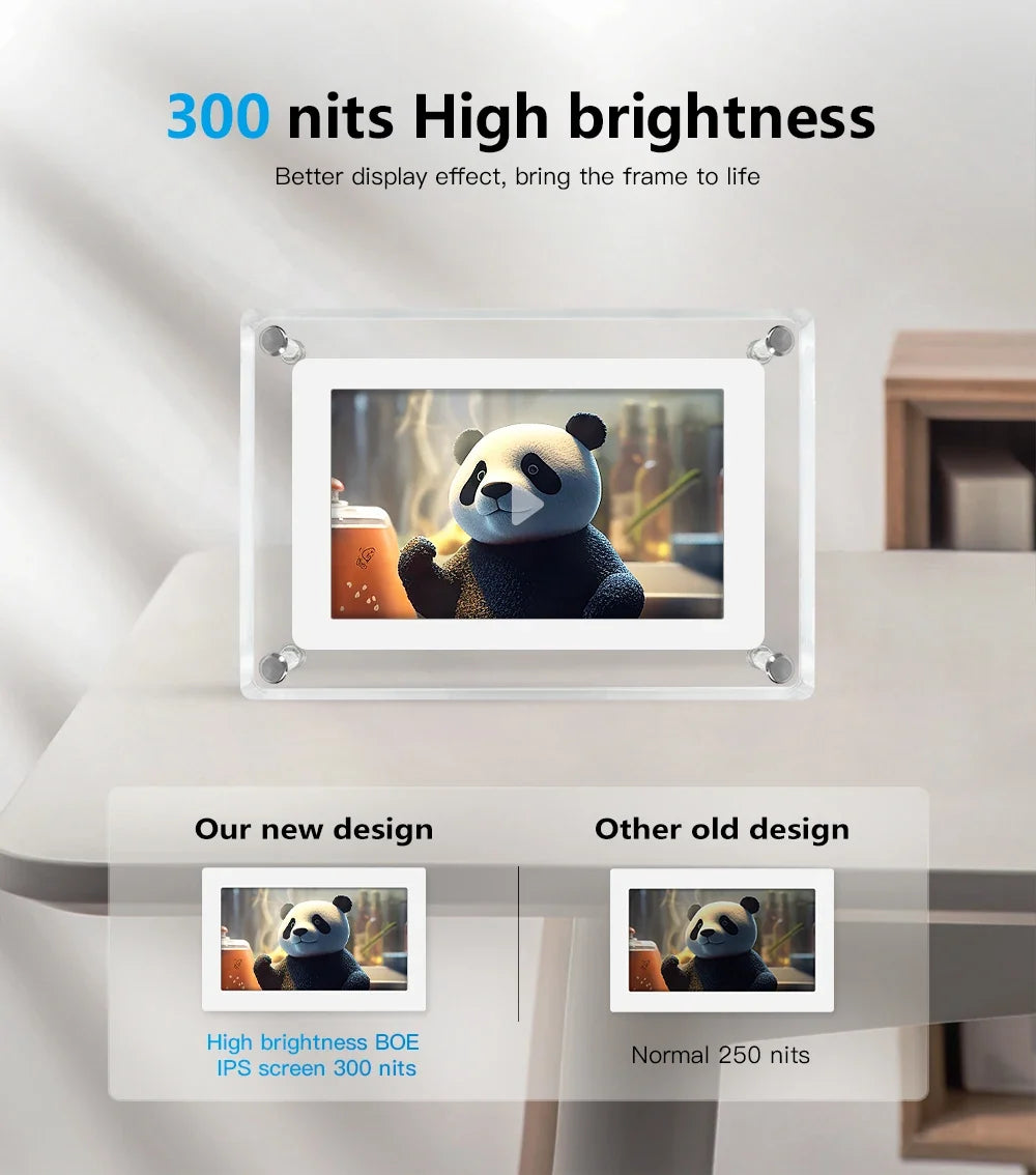 Acrylic Digital Photo Frame | IPS HD Display with 1080P Resolution | Built-in Rechargeable Battery for Portable Use 6