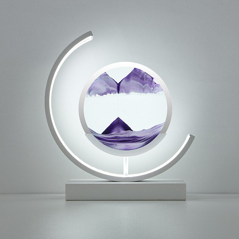LED Sand Art Lamp Dimmable Glass Metal Night Light with Adjustable Brightness 15