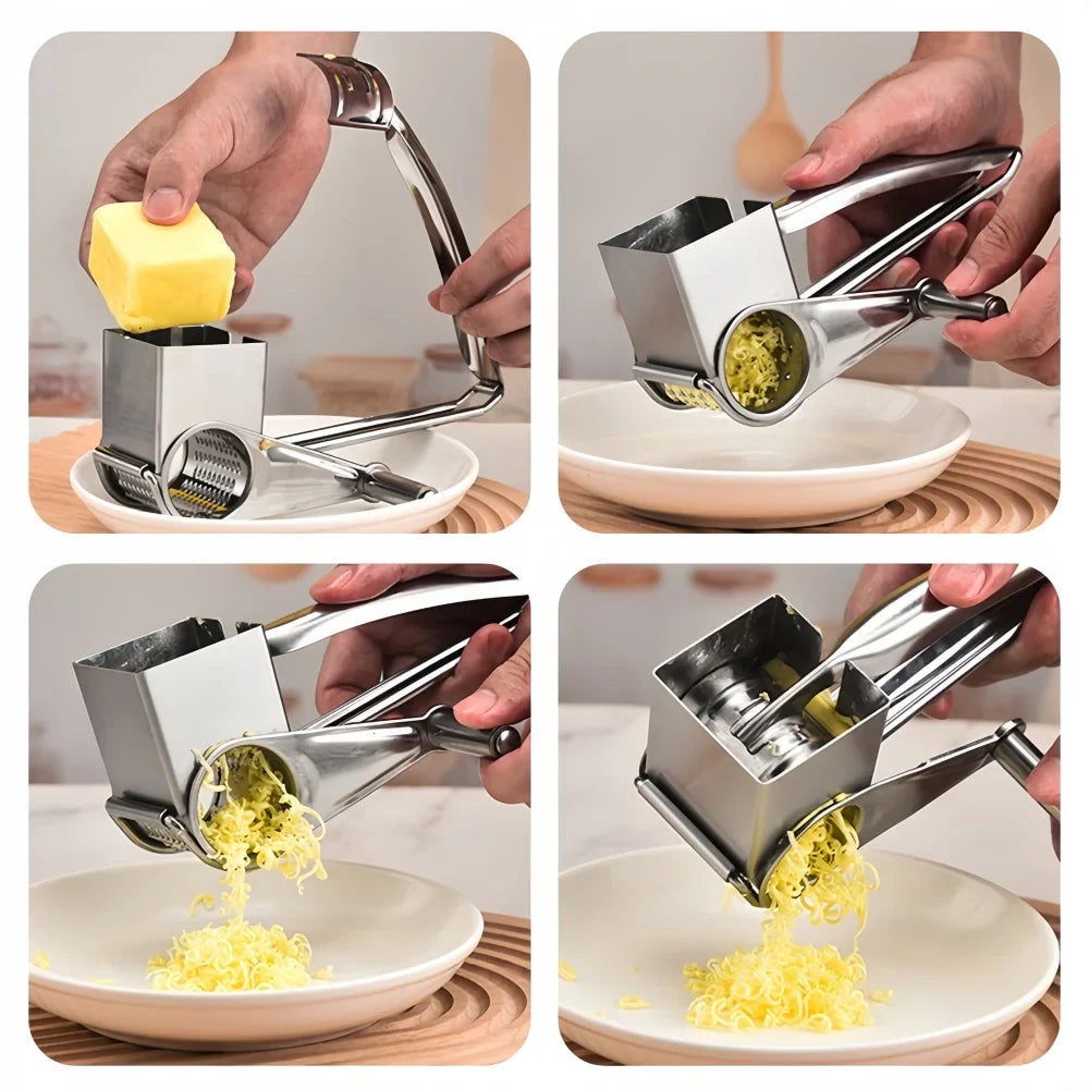 Rotary Grater Stainless Steel 20 cm | Hand Crank Cheese &amp; Vegetable Shredder | Rust-Resistant, No Plastic Parts 5