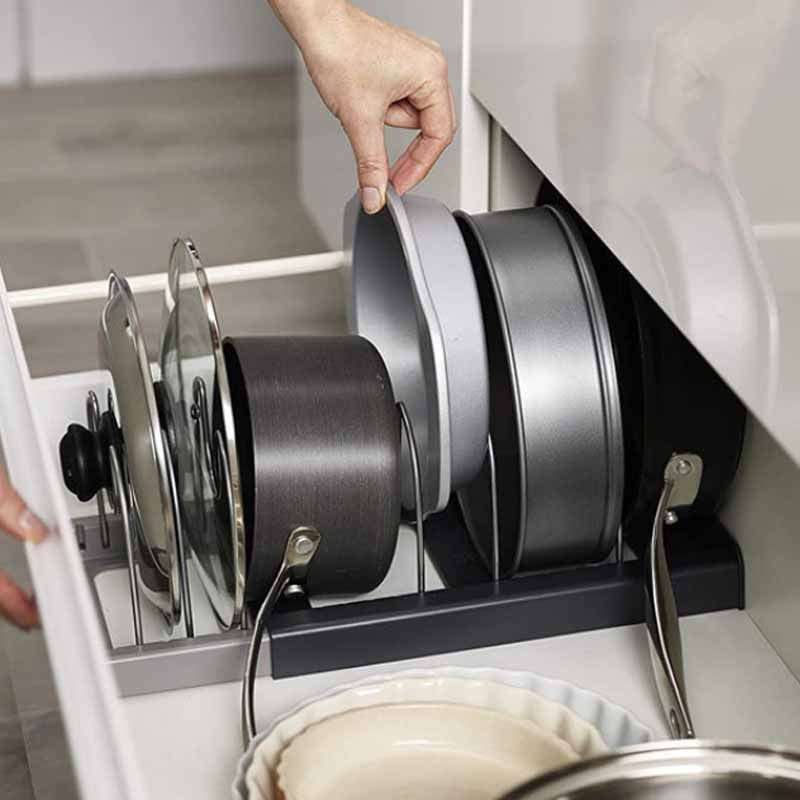 Extendable Pan Lid Organiser Adjustable Stainless Steel Rack 2