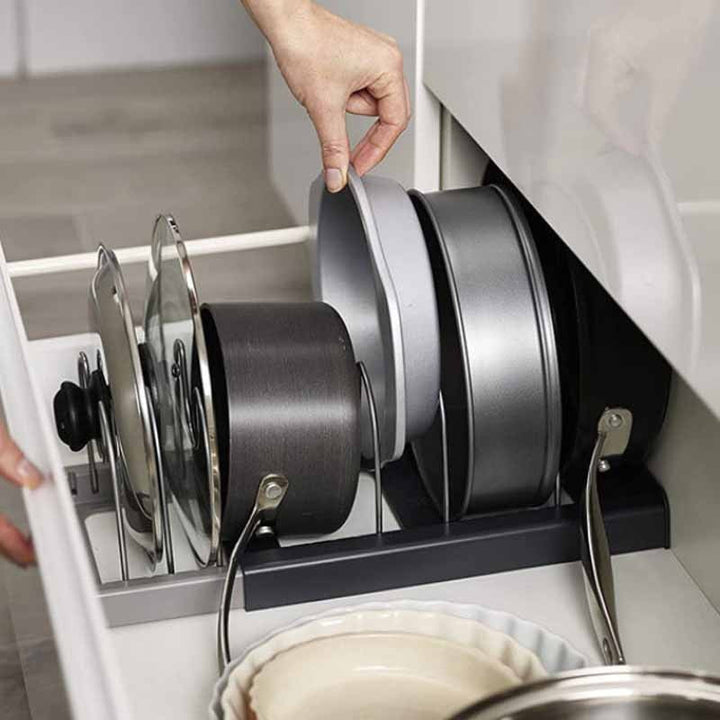 Extendable Pan Lid Organiser Adjustable Stainless Steel Rack 2