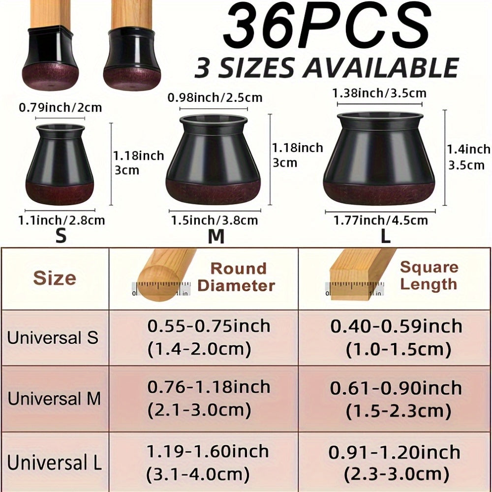 Chair Leg Floor Protectors Silicone | 36-Piece Non-Slip Set | Scratch-Free Quiet Floor Protection for Furniture 2
