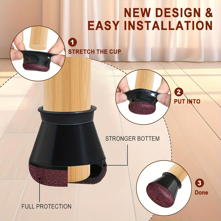 Chair Leg Floor Protectors Silicone | 36-Piece Non-Slip Set | Scratch-Free Quiet Floor Protection for Furniture 4