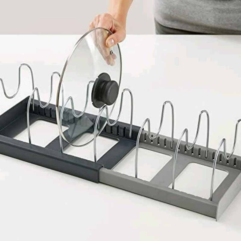 Extendable Pan Lid Organiser Adjustable Stainless Steel Rack 3