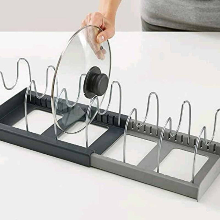 Extendable Pan Lid Organiser Adjustable Stainless Steel Rack 3