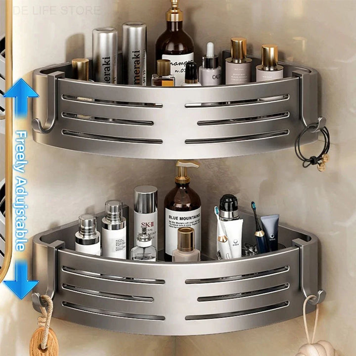 Shower Shelf | Corner Set Of Two With Side Hooks