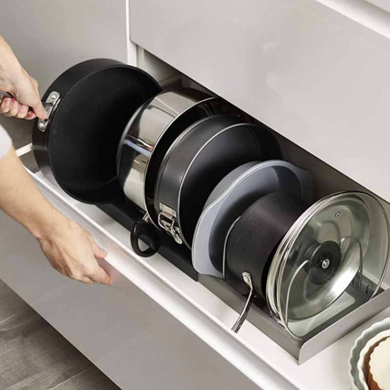 Extendable Pan Lid Organiser Adjustable Stainless Steel Rack 1