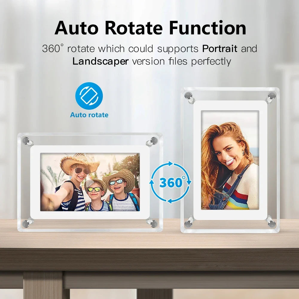 Acrylic Digital Photo Frame | IPS HD Display with 1080P Resolution | Built-in Rechargeable Battery for Portable Use 7