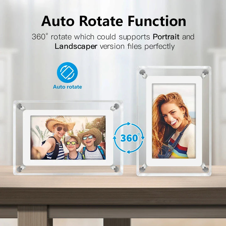 Acrylic Digital Photo Frame | IPS HD Display with 1080P Resolution | Built-in Rechargeable Battery for Portable Use 7