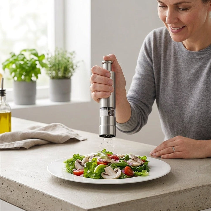 Salt And Pepper Mill | One-Hand Press Top, Set Of Two