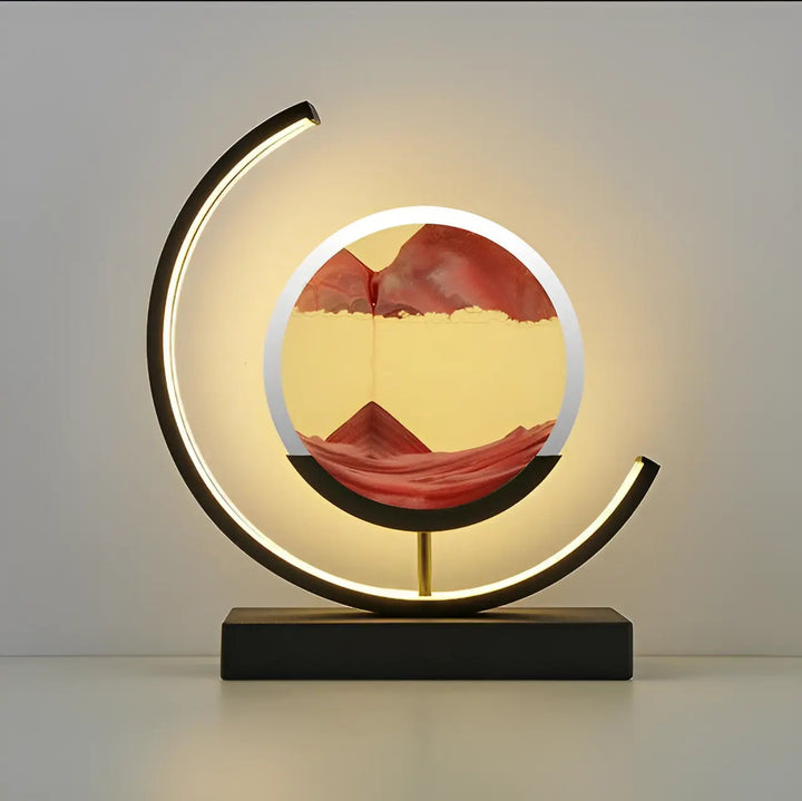 Sand Art Lamp | Falling Sand Disc, Lit Crescent Frame