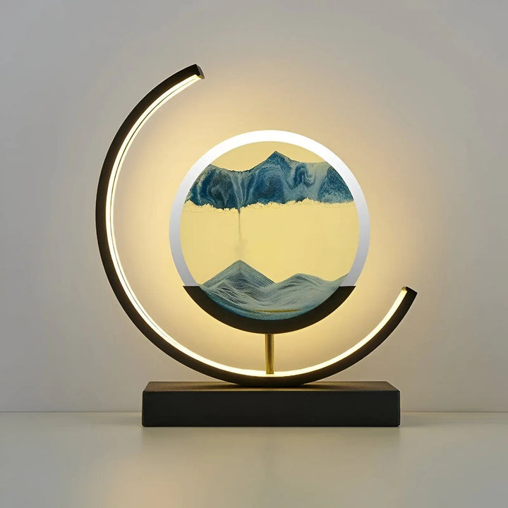 Sand Art Lamp | Falling Sand Disc, Lit Crescent Frame