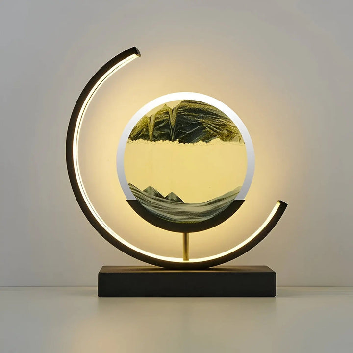 Sand Art Lamp | Falling Sand Disc, Lit Crescent Frame