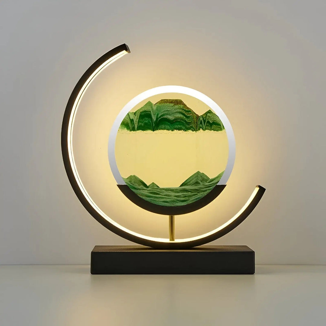 Sand Art Lamp | Falling Sand Disc, Lit Crescent Frame