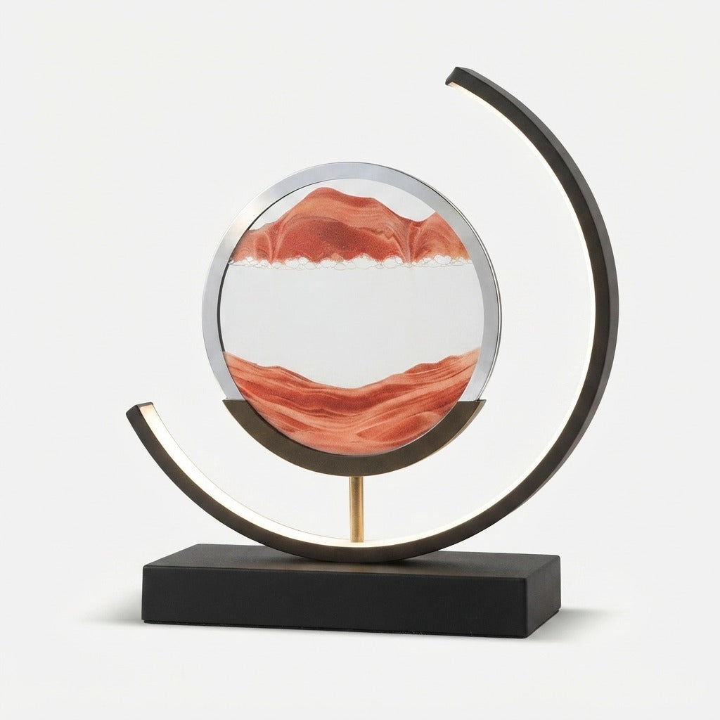 Sand Art Lamp | Falling Sand Disc, Lit Crescent Frame