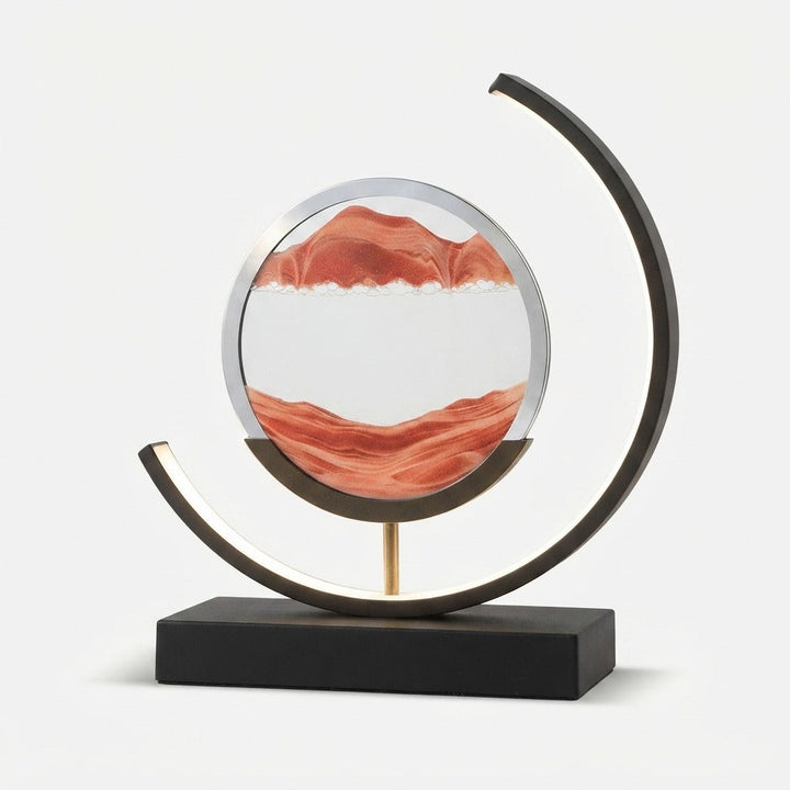 Sand Art Lamp | Falling Sand Disc, Lit Crescent Frame