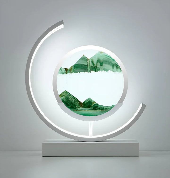 Sand Art Table Lamp | Rotating Disc, Split Arc Frame