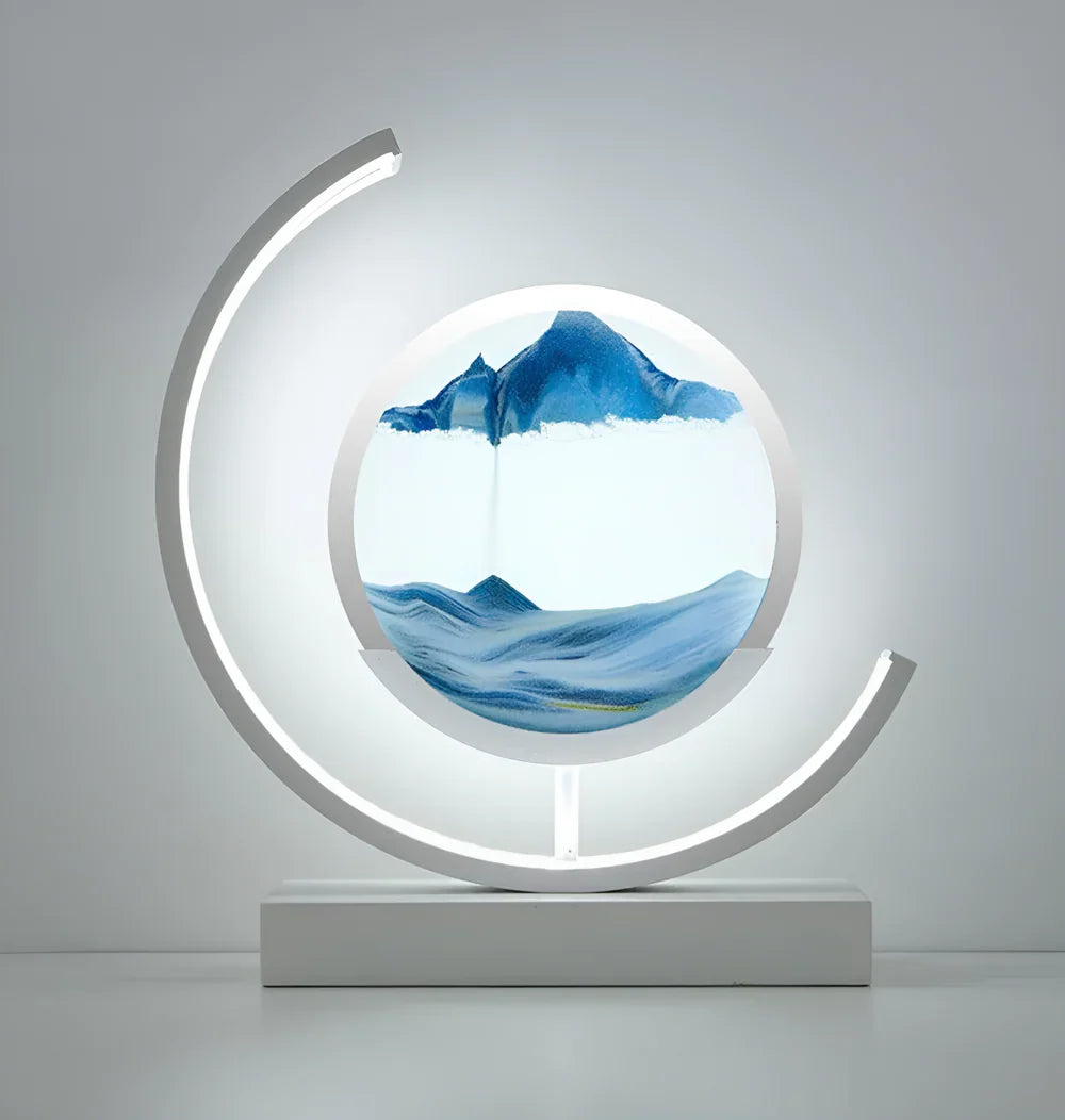 Sand Art Table Lamp | Rotating Disc, Split Arc Frame