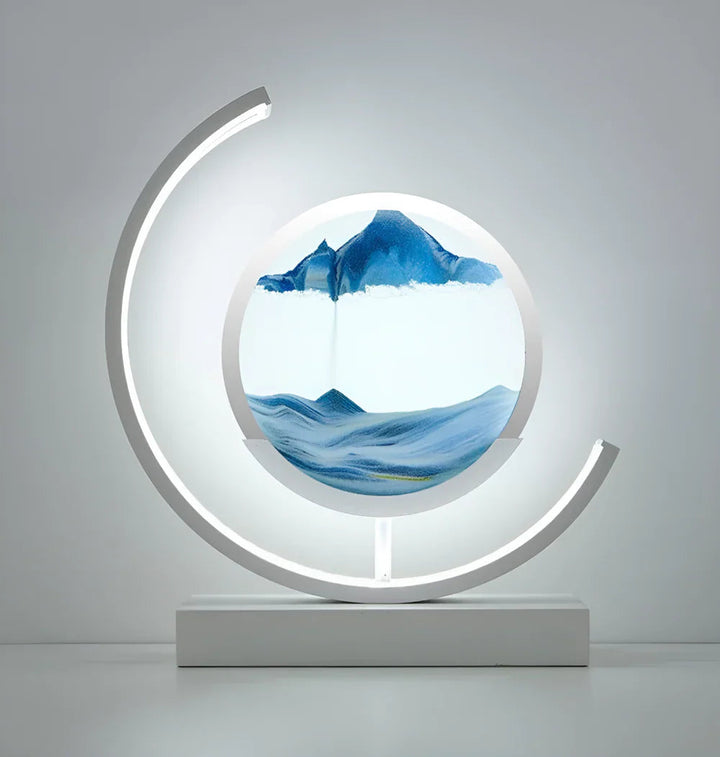 Sand Art Table Lamp | Rotating Disc, Split Arc Frame
