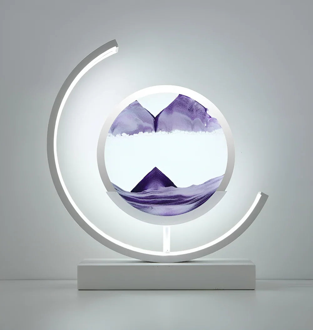 Sand Art Table Lamp | Rotating Disc, Split Arc Frame