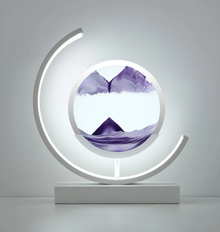 Sand Art Table Lamp | Rotating Disc, Split Arc Frame