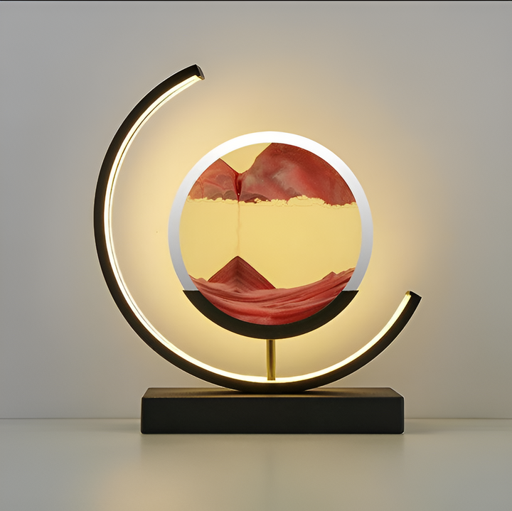 Sand Art Table Lamp | Rotating Disc, Split Arc Frame