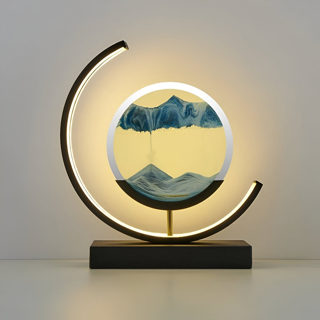 Sand Art Table Lamp | Rotating Disc, Split Arc Frame