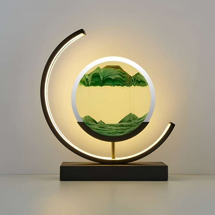 Sand Art Table Lamp | Rotating Disc, Split Arc Frame