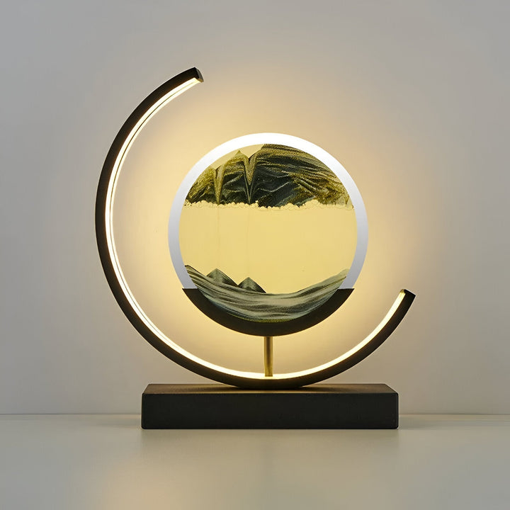 Sand Art Table Lamp | Rotating Disc, Split Arc Frame