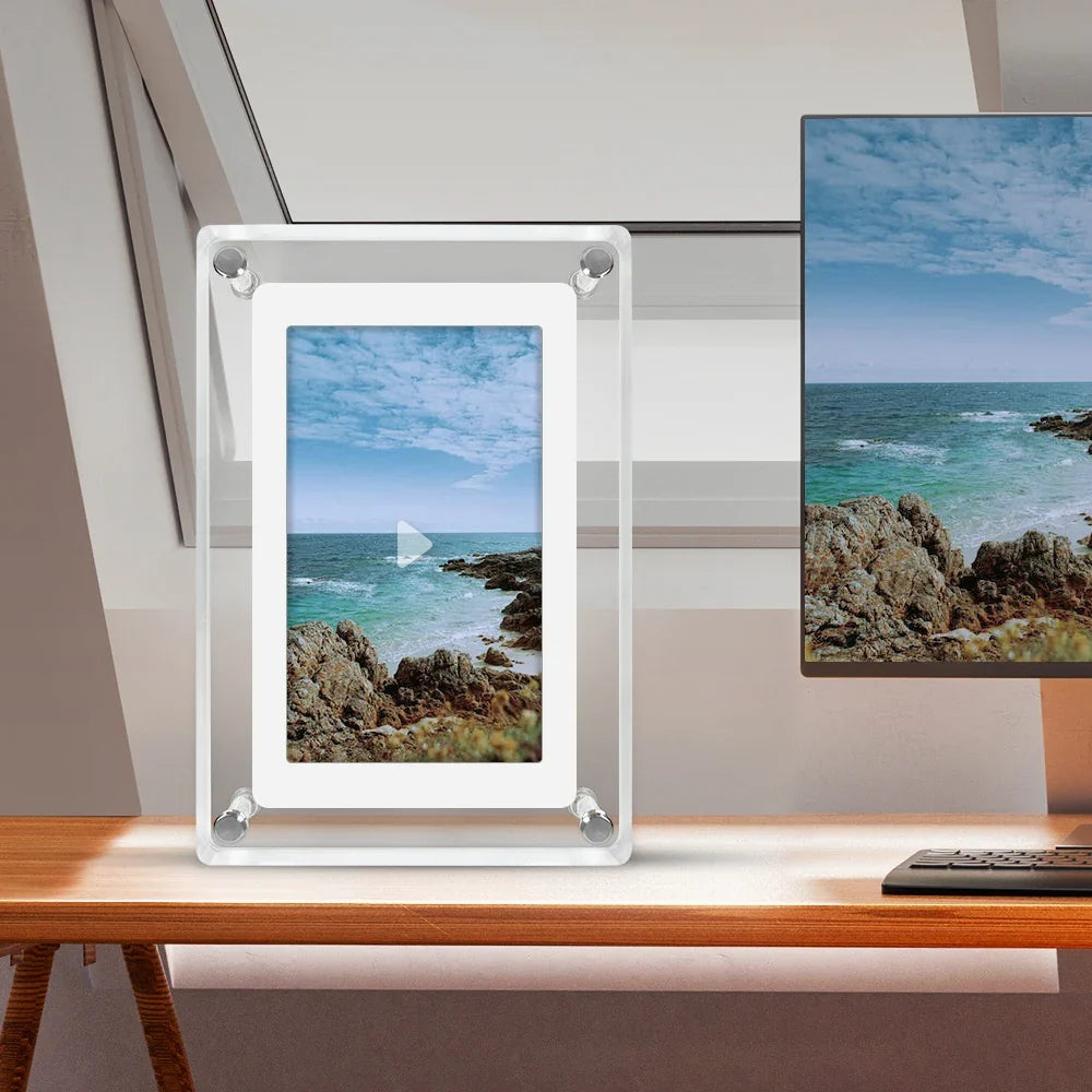Acrylic Digital Photo Frame | IPS HD Display with 1080P Resolution | Built-in Rechargeable Battery for Portable Use 1