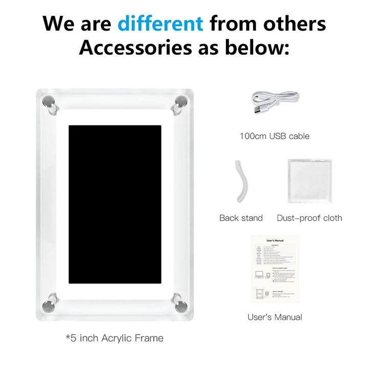 Acrylic Digital Photo Frame | IPS HD Display with 1080P Resolution | Built-in Rechargeable Battery for Portable Use 3
