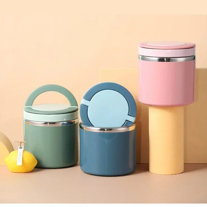 Thermal Lunch Box Stainless Steel 630 ml / 1000 ml | Leak-Proof &amp; Double-Walled Insulation | Blue, Green, Pink with Handle 4