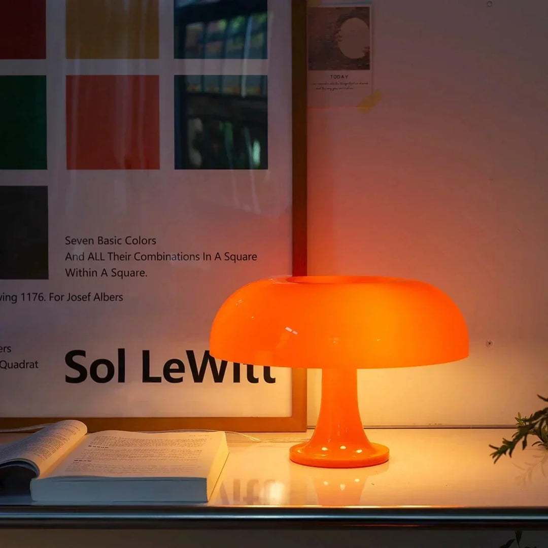 Scandinavian Mushroom Table Lamp with Rounded Dome Shade 0