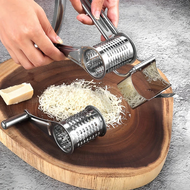 Rotary Grater Stainless Steel 20 cm | Hand Crank Cheese &amp; Vegetable Shredder | Rust-Resistant, No Plastic Parts 1