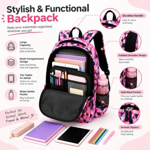School Backpack Set | Three Matching Pieces, Zip Pockets