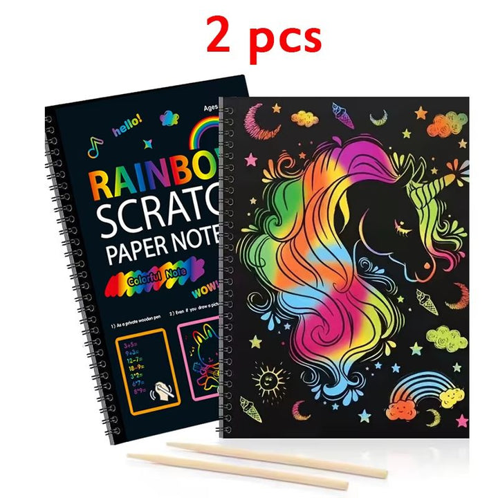 Scratch Art Kit with Note Cards | Colour-Reveal Scratch Painting Cards | Creative Activity for Kids and Adults