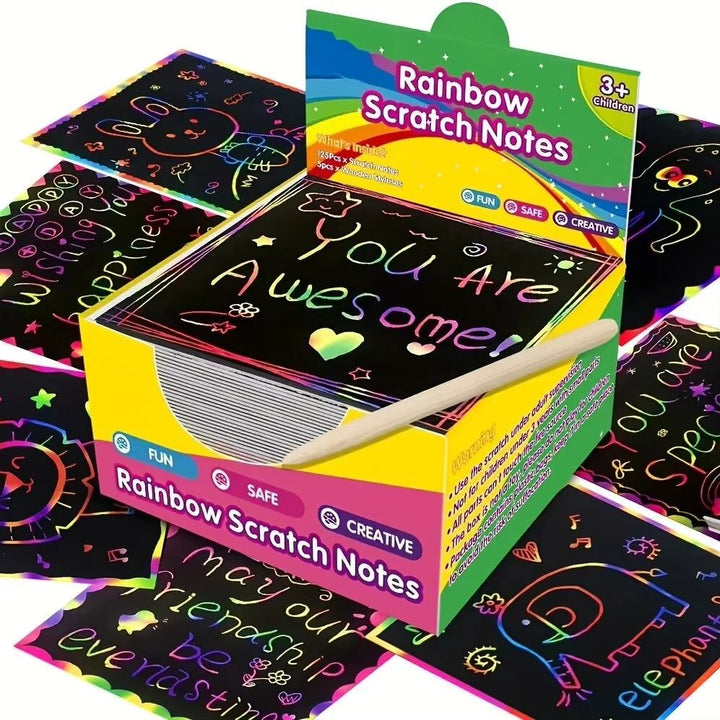 Scratch Art Kit with Note Cards | Colour-Reveal Scratch Painting Cards | Creative Activity for Kids and Adults