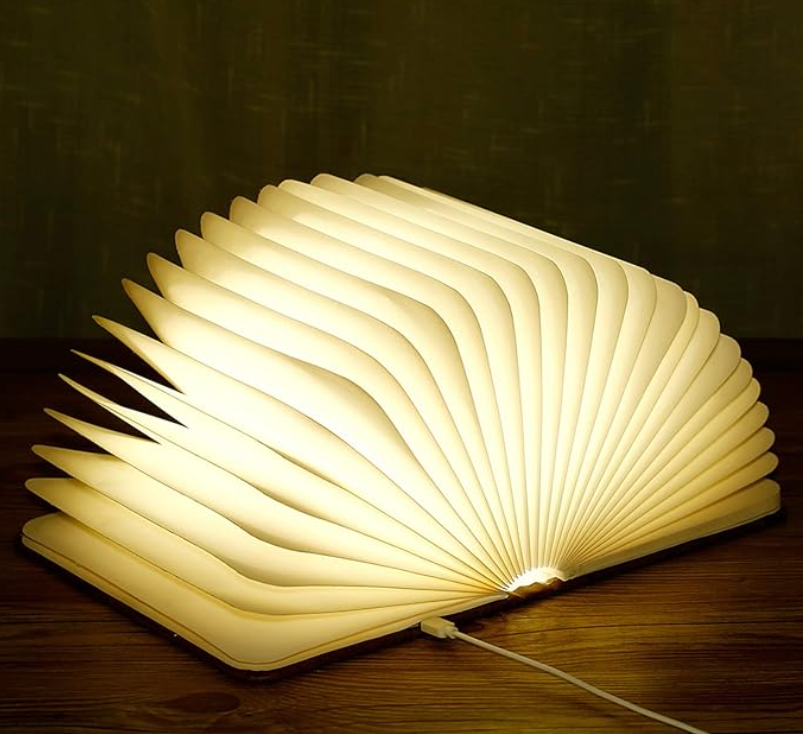 Foldable LED Book Lamp | Wireless &amp; Rechargeable, Folds Flat Like a Book | Warm White Ambient Light for Bedside or Shelf 1