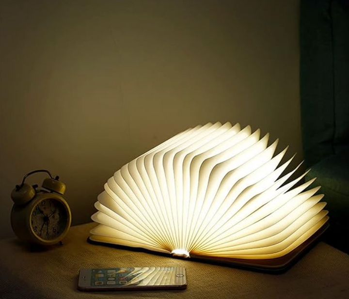 Foldable LED Book Lamp | Wireless &amp; Rechargeable, Folds Flat Like a Book | Warm White Ambient Light for Bedside or Shelf 2