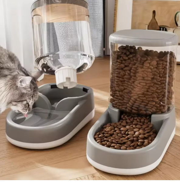 Automatic Food and Water Dispenser Set | Self-Refilling, Tilted Bowls | BPA-Free Plastic for Cats &amp; Small Dogs 1