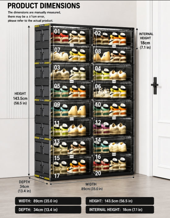 Smart Shoe Stacker | Clear Flip Doors, Stackable Tiers