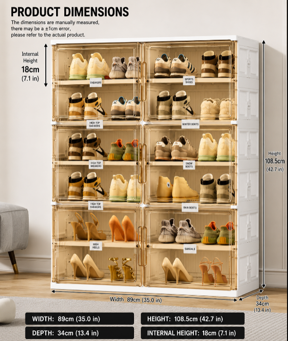 Smart Shoe Stacker | Clear Flip Doors, Stackable Tiers