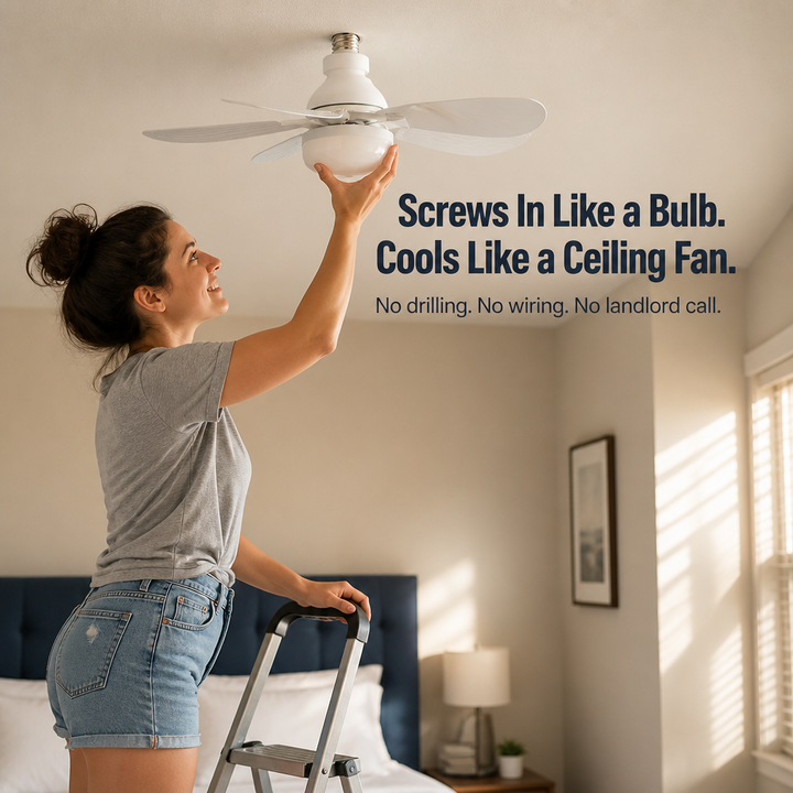 Screw-In Ceiling Fan Light | 3 Fan Speeds, 3 LED Colour Temps | Fits Standard E26/E27 Socket, No Wiring Required