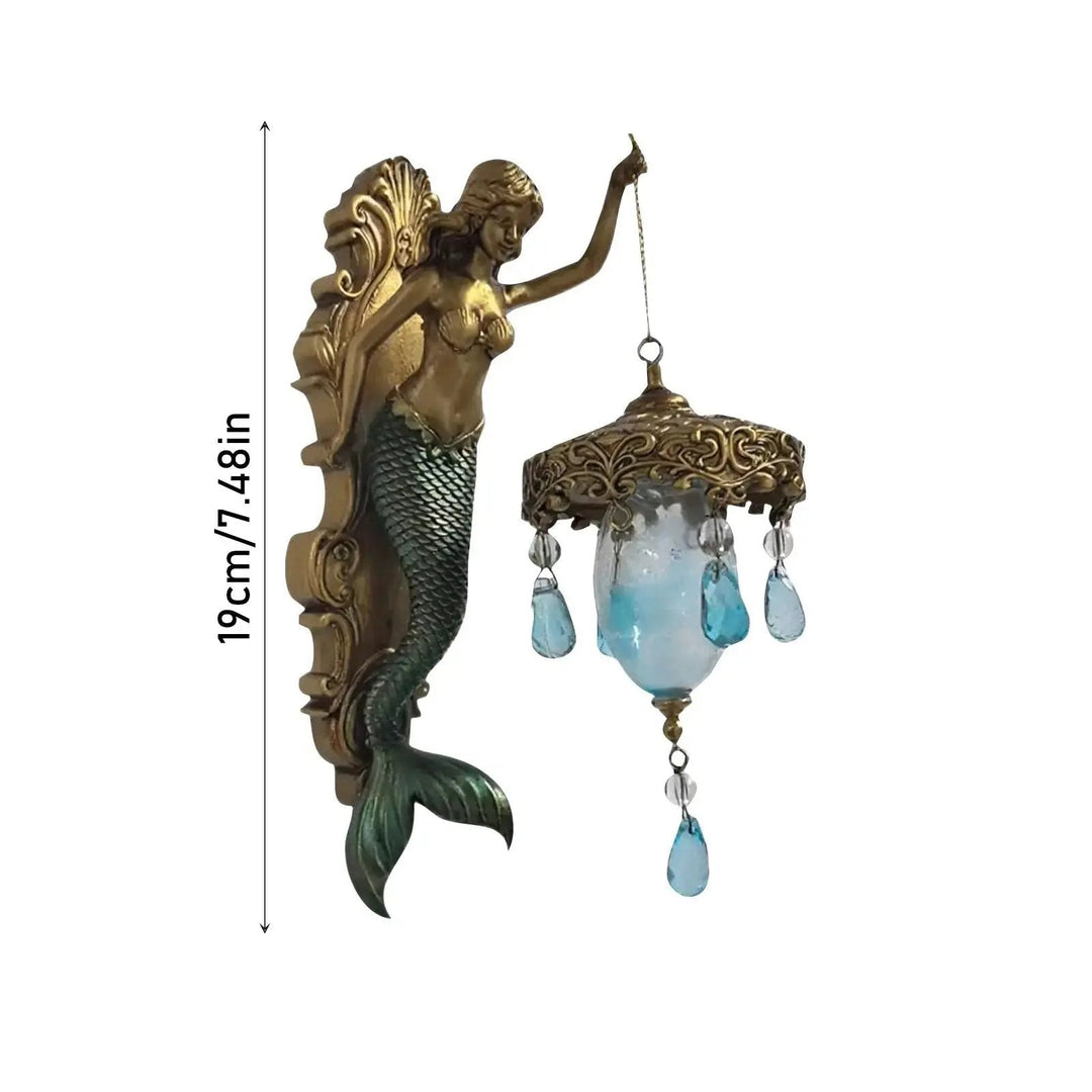 Sculptural Wall Light, Resin 20 x 10 cm | Antique Bronze &amp; Turquoise Scale Finish | Battery-Powered LED, Baroque Ornamentation