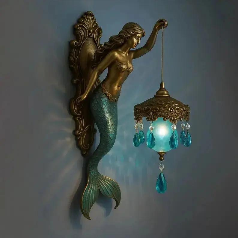 Sculptural Wall Light, Resin 20 x 10 cm | Antique Bronze & Turquoise Scale Finish | Battery-Powered LED, Baroque Ornamentation