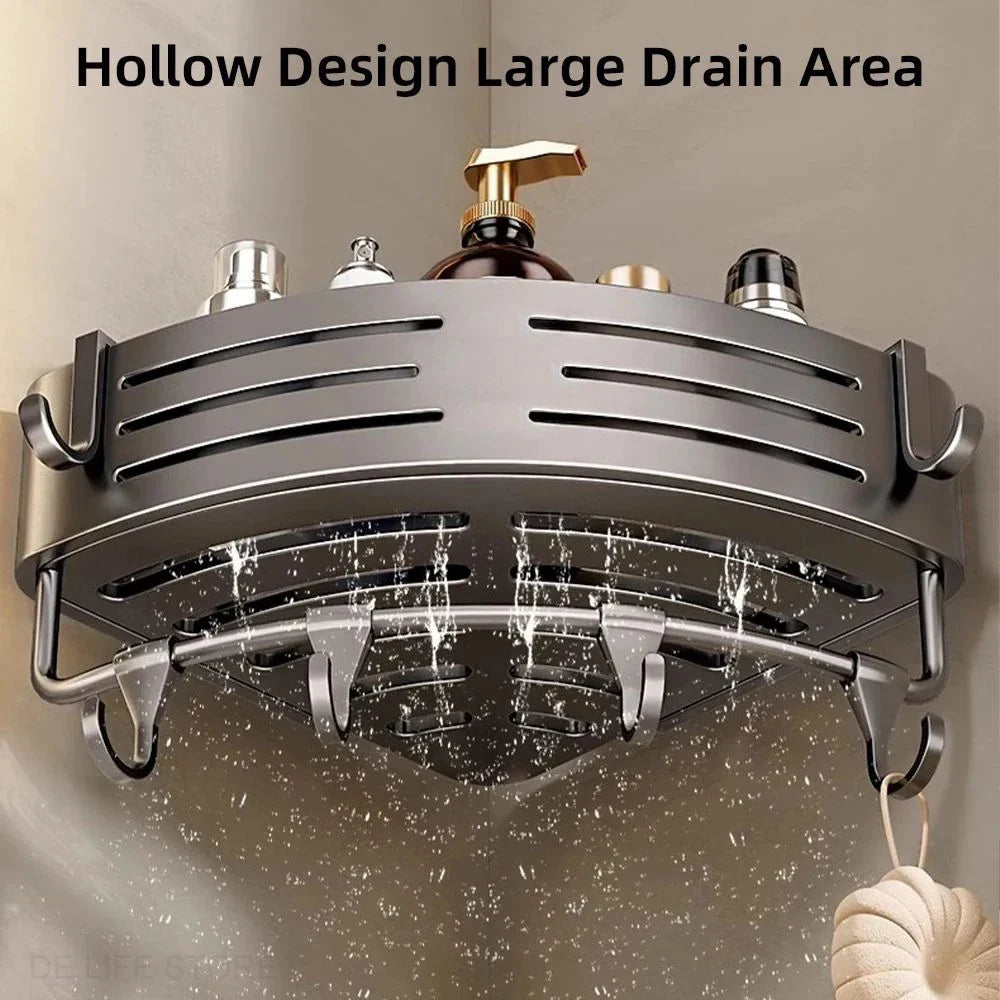Shower Shelf | Corner Set Of Two With Side Hooks