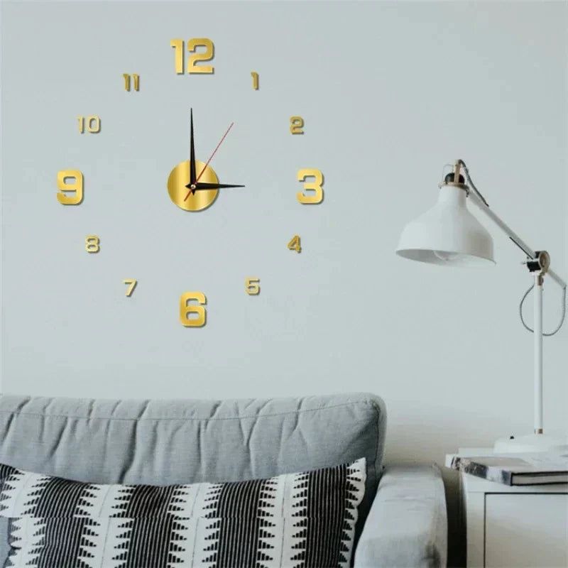 3D Wall Clock Acrylic | Frameless DIY Design with Adhesive Numerals | Silent Mechanism with Glow-in-the-Dark Option 3